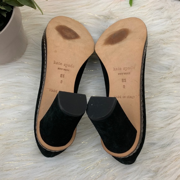 Kate Spade Suede Fringe Kiltie Heeled Loafer Black - Picture 7 of 7